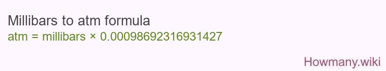Millibars to atm formula