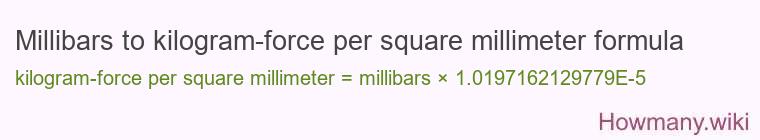 Millibars to kilogram-force per square millimeter formula