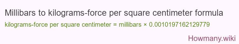 Millibars to kilograms-force per square centimeter formula