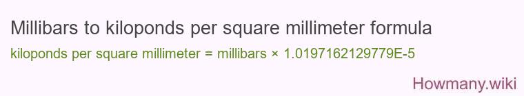 Millibars to kiloponds per square millimeter formula