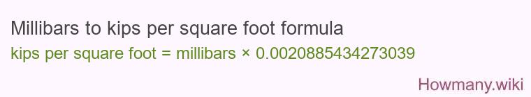 Millibars to kips per square foot formula