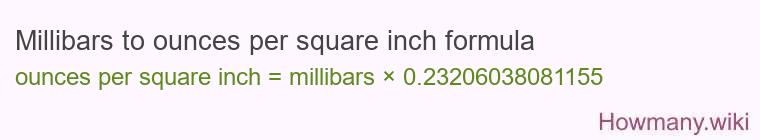 Millibars to ounces per square inch formula