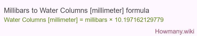 Millibars to Water Columns [millimeter] formula