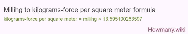 Millihg to kilograms-force per square meter formula