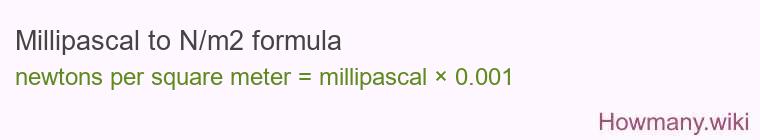 Millipascal to N/m2 formula
