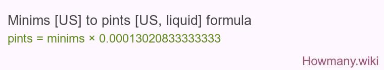 Minims [US] to pints [US, liquid] formula