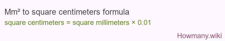 Mm² to square centimeters formula