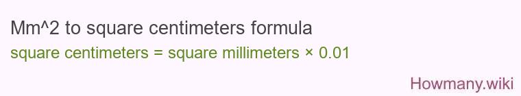 Mm^2 to square centimeters formula