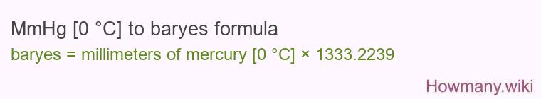 MmHg [0 °C] to baryes formula
