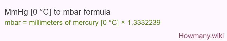MmHg [0 °C] to mbar formula