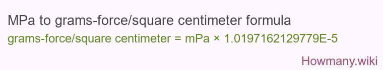 MPa to grams-force/square centimeter formula