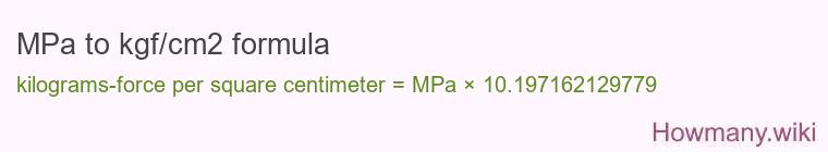 MPa to kgf/cm2 formula