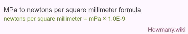 MPa to newtons per square millimeter formula