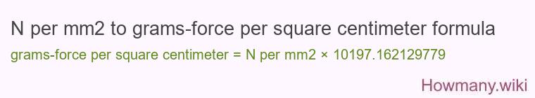 N per mm2 to grams-force per square centimeter formula