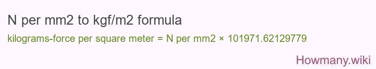 N per mm2 to kgf/m2 formula