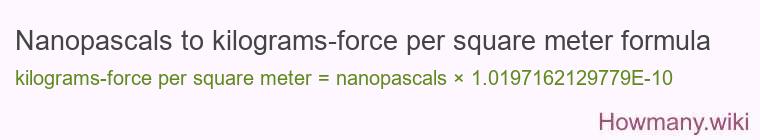 Nanopascals to kilograms-force per square meter formula