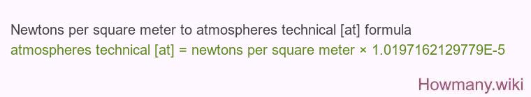 Newtons per square meter to atmospheres technical [at] formula