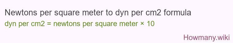 Newtons per square meter to dyn per cm2 formula