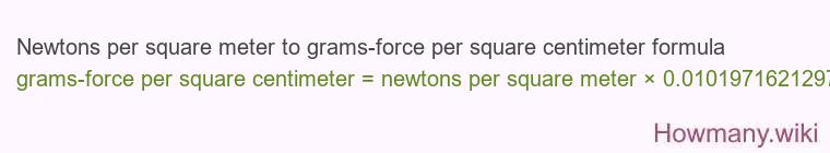 Newtons per square meter to grams-force per square centimeter formula