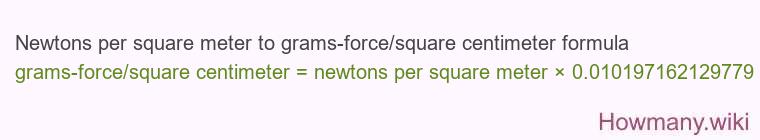 Newtons per square meter to grams-force/square centimeter formula
