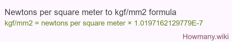 Newtons per square meter to kgf/mm2 formula