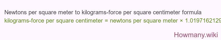 Newtons per square meter to kilograms-force per square centimeter formula