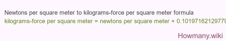 Newtons per square meter to kilograms-force per square meter formula