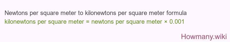 Newtons per square meter to kilonewtons per square meter formula