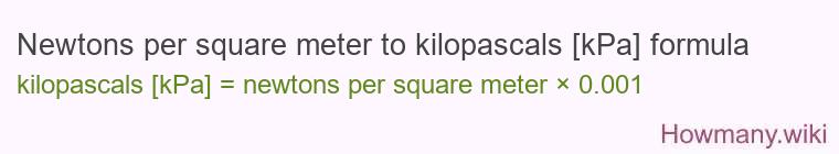 Newtons per square meter to kilopascals [kPa] formula