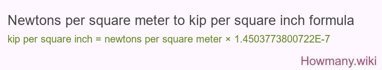Newtons per square meter to kip per square inch formula