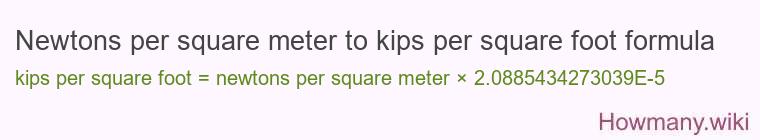 Newtons per square meter to kips per square foot formula