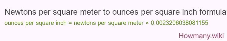 Newtons per square meter to ounces per square inch formula Newtons per square meter to ounces per square inch formula