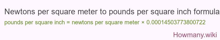 Newtons per square meter to pounds per square inch formula
