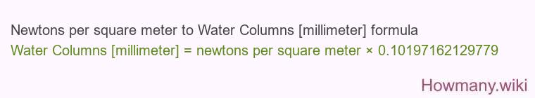 Newtons per square meter to Water Columns [millimeter] formula