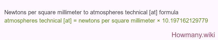 Newtons per square millimeter to atmospheres technical [at] formula