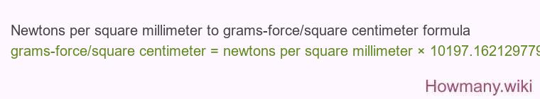 Newtons per square millimeter to grams-force/square centimeter formula