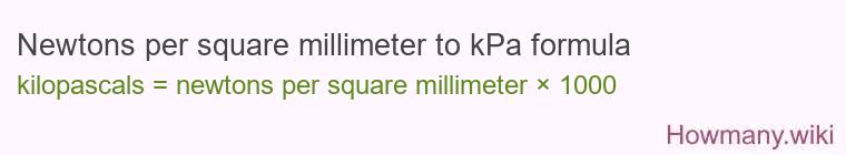 Newtons per square millimeter to kPa formula