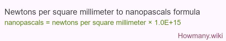 Newtons per square millimeter to nanopascals formula