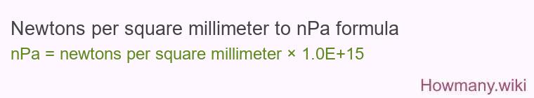 Newtons per square millimeter to nPa formula
