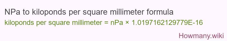 NPa to kiloponds per square millimeter formula