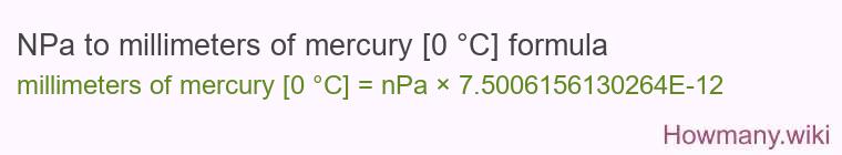 NPa to millimeters of mercury [0 °C] formula