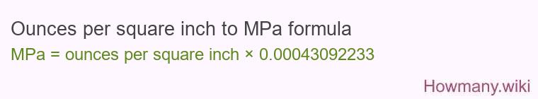 Ounces per square inch to mPa formula