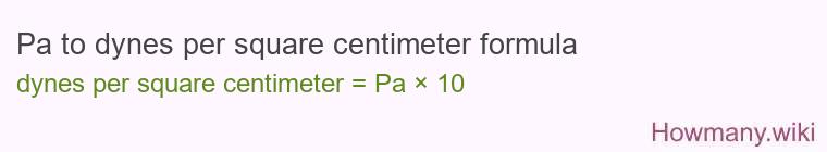 Pa to dynes per square centimeter formula