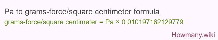 Pa to grams-force/square centimeter formula