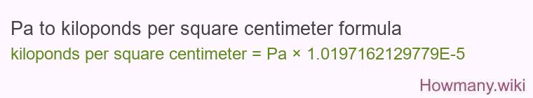 Pa to kiloponds per square centimeter formula