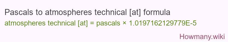 Pascals to atmospheres technical [at] formula