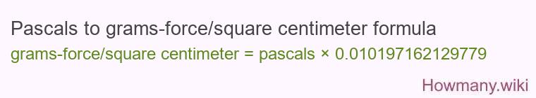 Pascals to grams-force/square centimeter formula