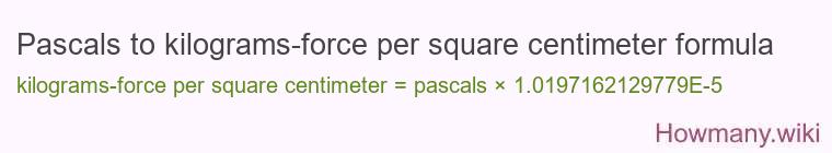Pascals to kilograms-force per square centimeter formula