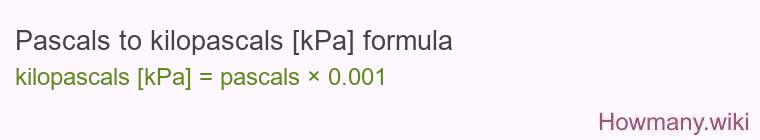Pascals to kilopascals [kPa] formula