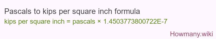 Pascals to kips per square inch formula